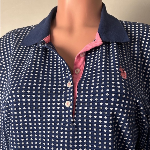 US Polo Association Polo Shirt  Logo Sz XL Casual Polka Dot Long Sleeve - Picture 3 of 11